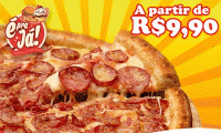 Pizza com preço inacreditável! Pizza Grande Linha Básica, Intermediária ou Premium + Borda Recheada com Catupiry ou Cheddar, a partir de espetaculares R$ 9,90. Êita píula, essa eu dêi valor!