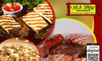 Mistão Regional p/ 03 Pessoas no Chica Sinhá! Carne de Sol c/ Queijo Coalho + Suíno + Frango + Linguiças + Baião ou Arroz + Farofa de Cuscuz + Vinagrete, de R$ 44,90 por R$ 27,90. Essa é pra levar toda a família!