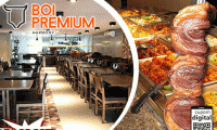 Essa é pra levar toda a família e amigos! Rodízio de Carnes + Buffet Liberado com Pratos Quentes, Saladas e Sushis no Boi Premium Espetaria e Rodízio, por R$ 23,99. Almoço ou Jantar!