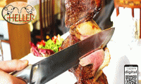 Churrascaria Gheller, o rodízio mais tradicional da cidade! Rodízio de Carnes Nobres Angus + Buffet Liberado com sushis, pratos quentes, massas, saladas e queijos, por R$39,90. Válido para Almoço ou Jantar!